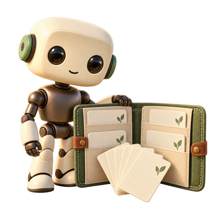QURI with a folio of future companion cards